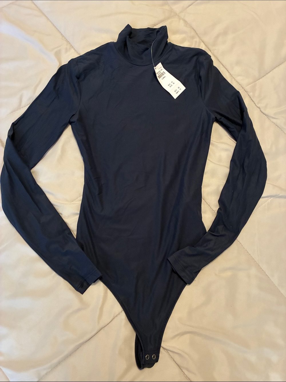 Navy Long-Sleeve Turtleneck Bodysuit